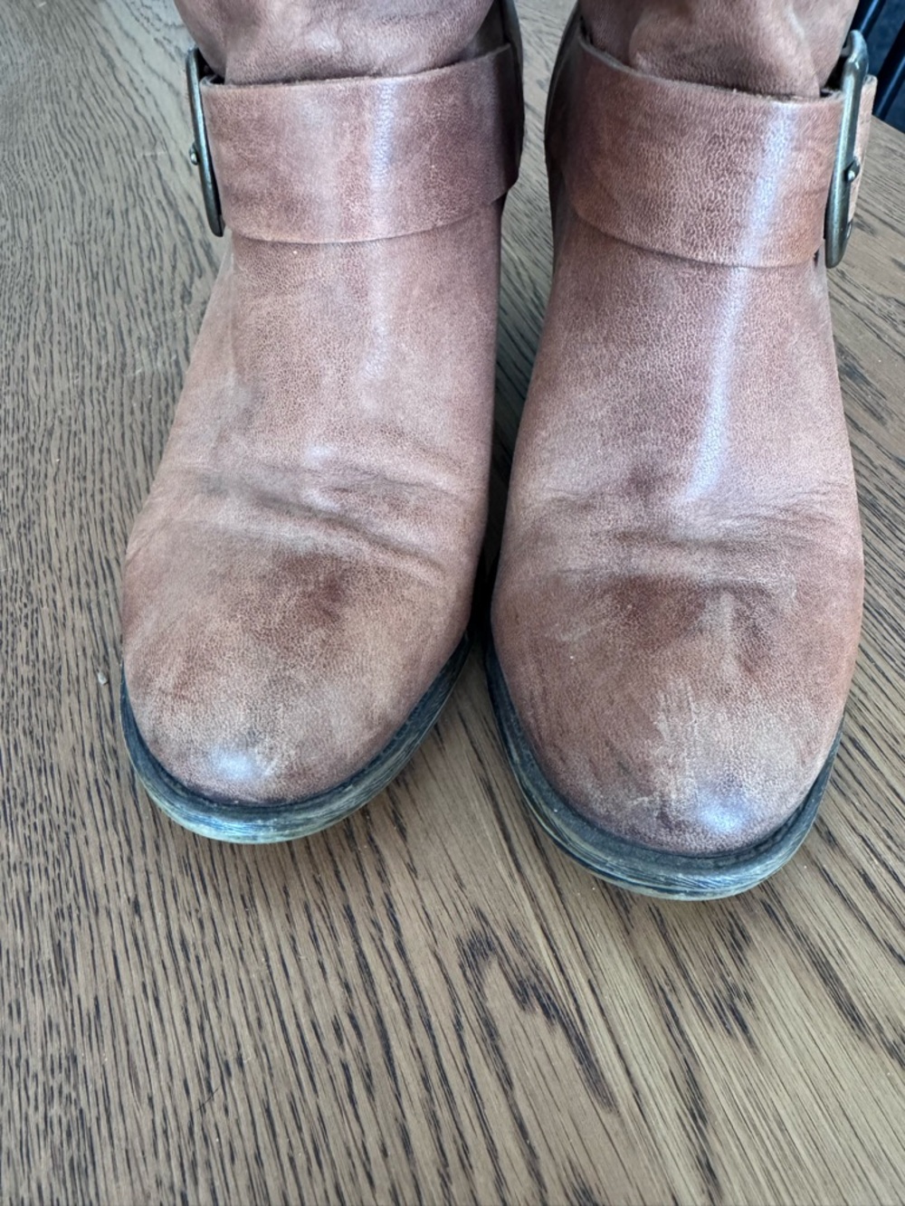 Lucky Brand Cognac Brown Leather Buckle Ankle Boots - Picture 3 of 6